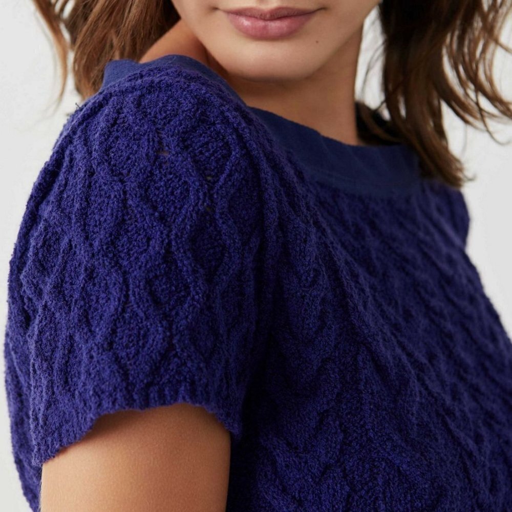 Free People Baby Cable Knit Tee Blue - Picture 4 of 12